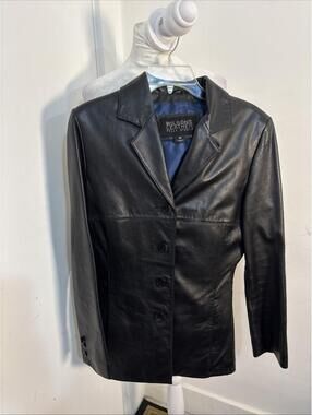 Wilson's Leather Pelle Studio Vtg. Women's Black Soft Leather Button Jacket Med